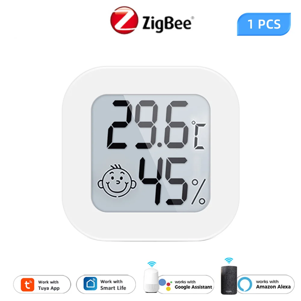 

Tuya ZigBee Smart Home Temperature And Humidity Sensor With LED Screen Works With Smart Life Work With Alexa Google Assistant