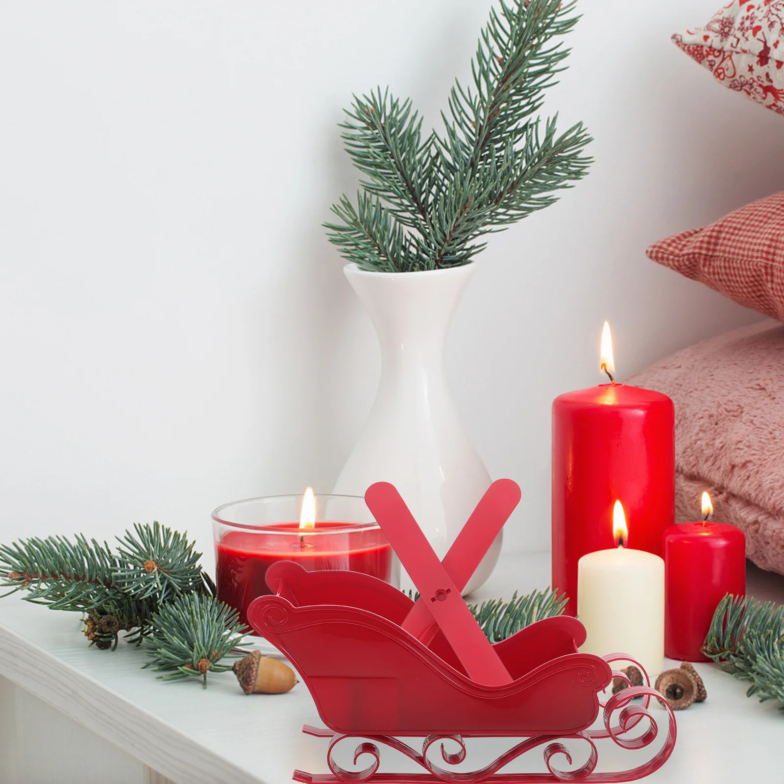 

1Set Christmas Sleigh Decoration Multi-Functional Small Sleigh Skiing Board Desktop Xmas Party Ornament Festive Home Decor