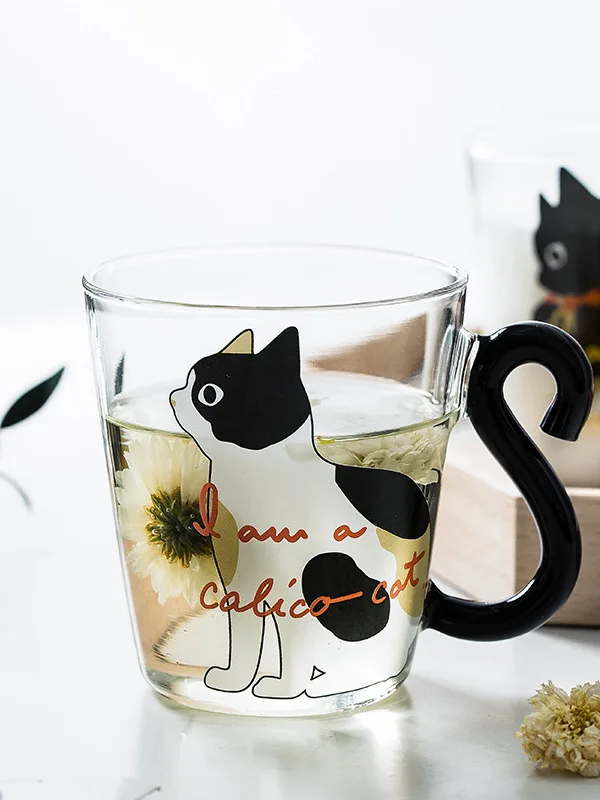Heat Resistant Glass Cup Cute  Design for Coffee Milk Tea Drinking Home Use Breakfast Special Attractive round Shape Cup
