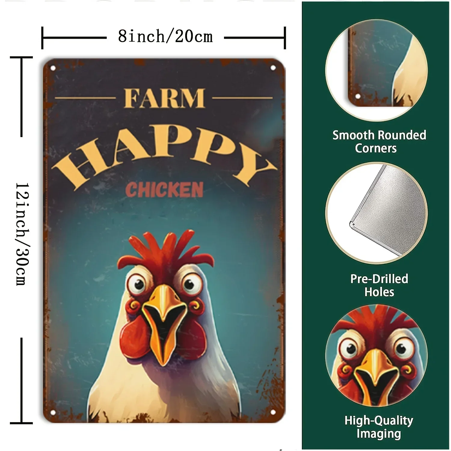 HAPPY Chicken FARM Sign Posters Metal Sign Retro Wall Decor For Store Club Sign-Guess What Chicken,Metal Poster Walls Decoration