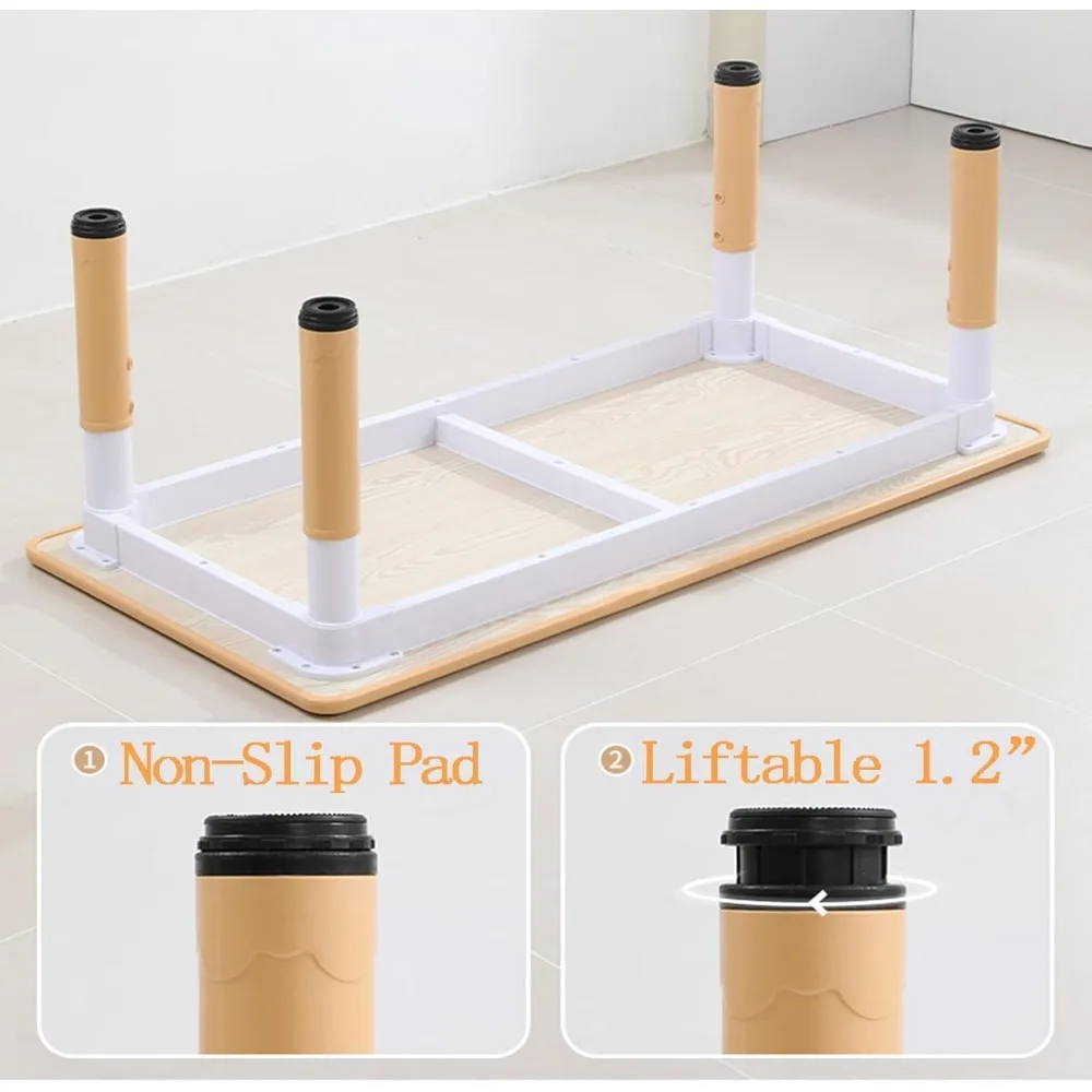 Juego moderno de mesa para niños y 6 sillas, mesa para niños pequeños de 47,20 pulgadas de altura ajustable y juego de 6 sillas con patas y organizador de escritorios antideslizantes