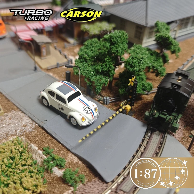 TURBO RACING 1:87 Scale Mini Vintage Beetle Carson Co Branded Genuine No. 53 Remote Control Desktop Toy Adult Collection Gift