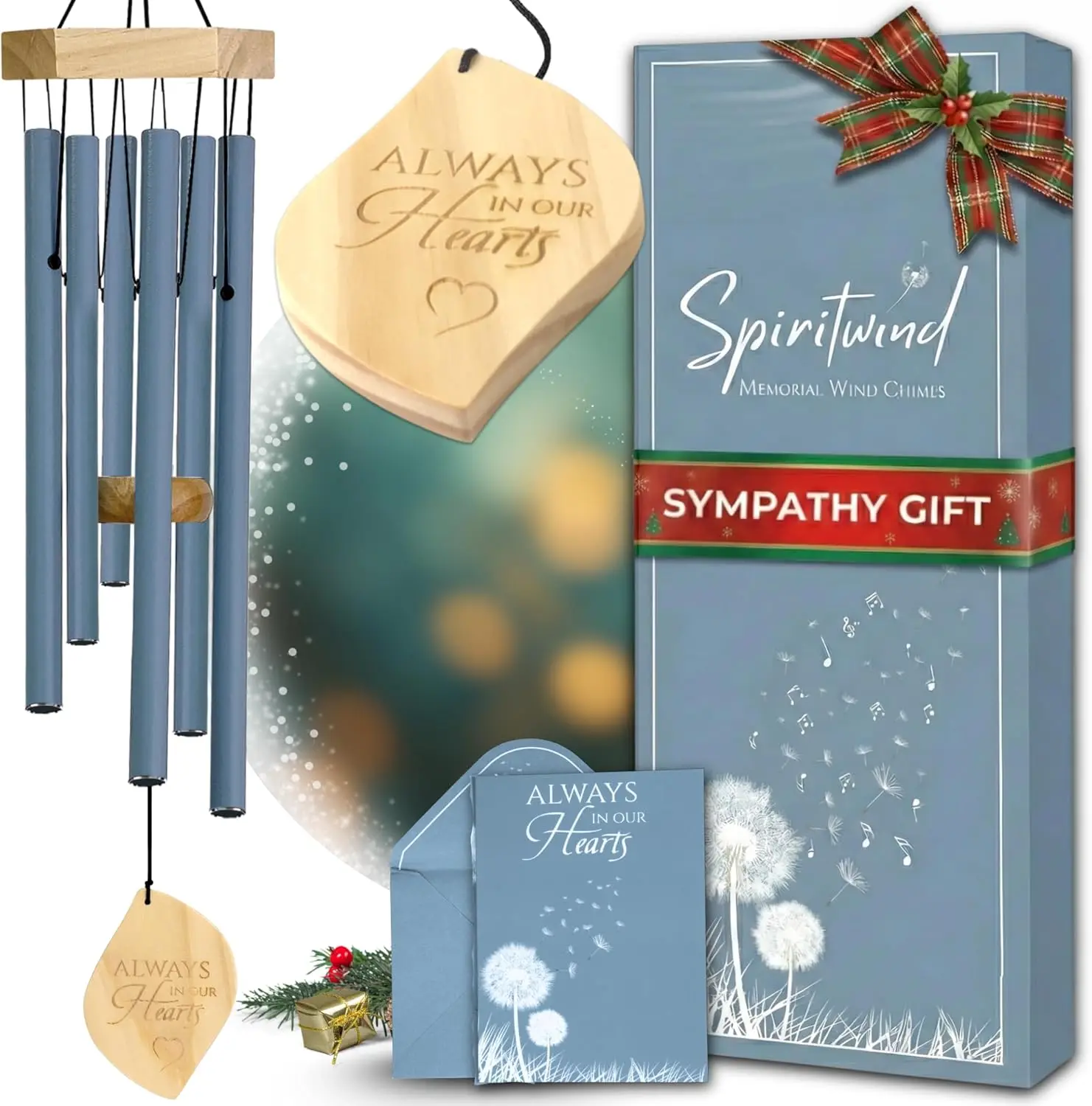 

32-дюймовые мемориальные колокольчики Ocean Blue для близких потерянных — успокаивающие подарки сочувствительным звуком и элегантной упаковкой