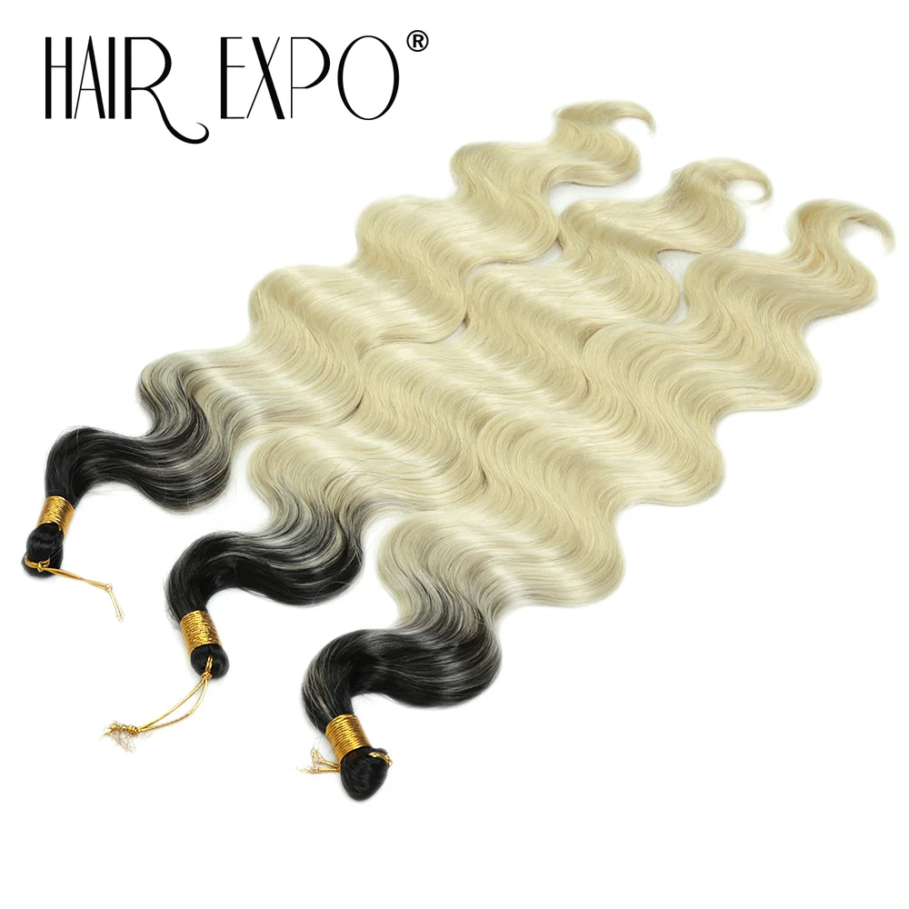 

24Inch Body Wave Crochet Braids Hair Synthetic Deep Water Wave Braiding Hair Extensions Ombre Ponytail Fake Hair For Black Women