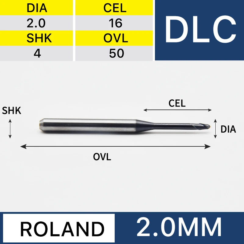 XANGTECH-fresas de fresado con revestimiento de diamante DLC, herramientas de laboratorio Dental para bloques dentales de circonio, Roland, CADCAM