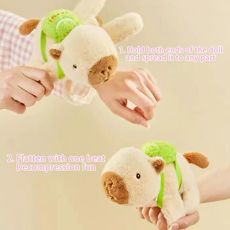 Cartoon Stay Wire Rotate Tail Capybara Clap Circle Toys Bracelet Fluffty Stuffed Plush Doll Hand Ring