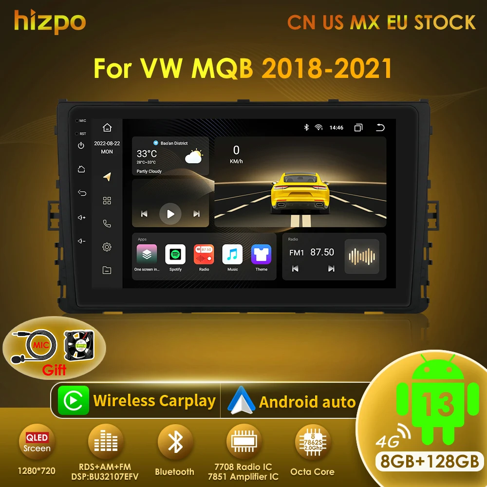 Hizpo 7862 Car Radio Android Auto For VW Volkswagen MQB Polo Plus/T-Cross/Zoals T-Kruis/T- Roc Carplay Multimedia Player Stereo