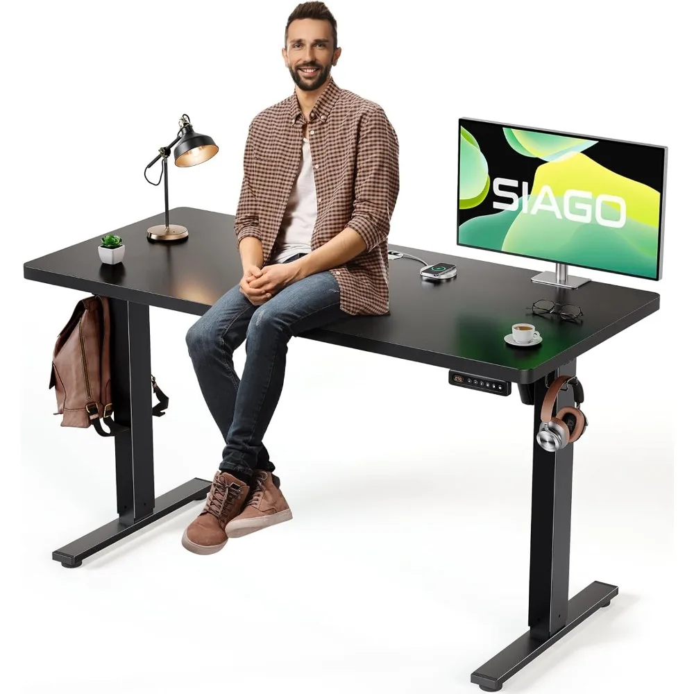 

Electric standing desk adjustable -48 x 24 inch sitting desk with cable management -3 adjustable height memory presets