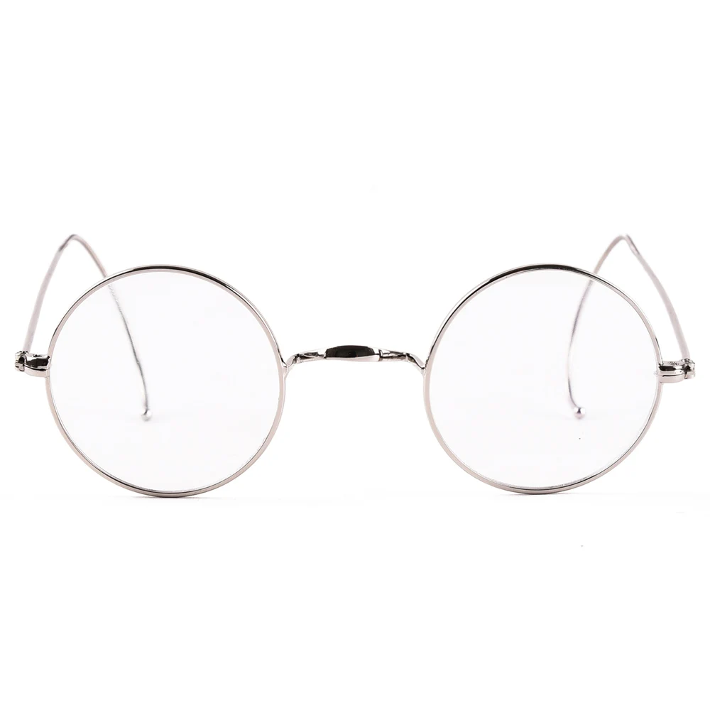 Retro Small Round Wire Rim Glasses, Vintage Optical Eyeglass Frame with Cable Temples and Ear Hooks