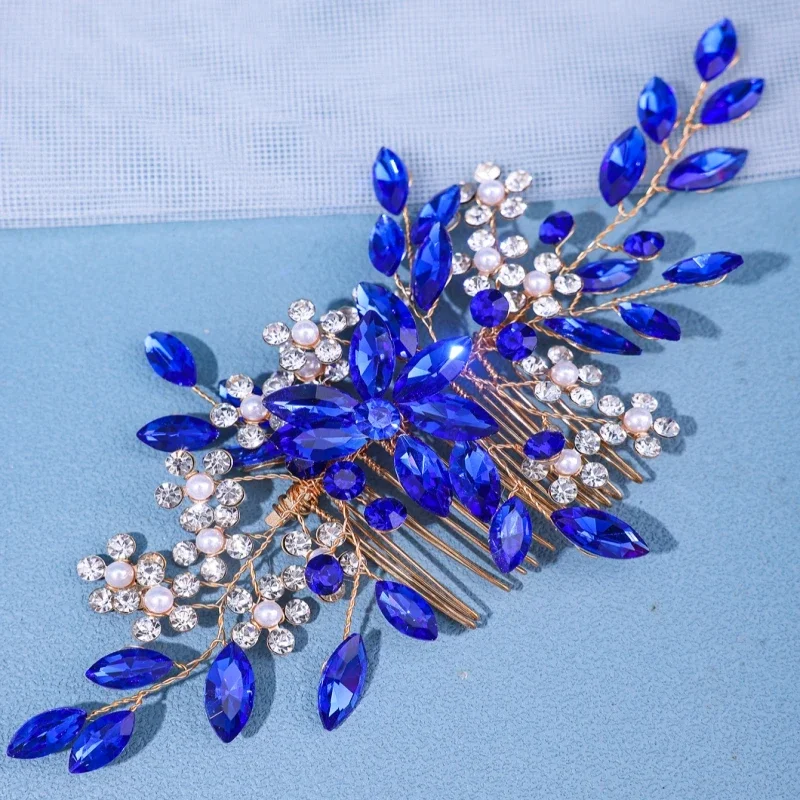 Luxury Crystal Hair Comb Hairpin For Women Bride Rhinestone Flower Hair Comb Pin Bridal Wedding Hair Accessories Jewelry Comb image 6