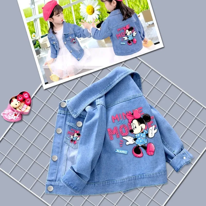 Spring Cartoon Mickey Minnie Mouse Baby Boys Girls Denim Jacket Coat Autumn Children Outerwear Kids Clothes for 2-7 Years Old