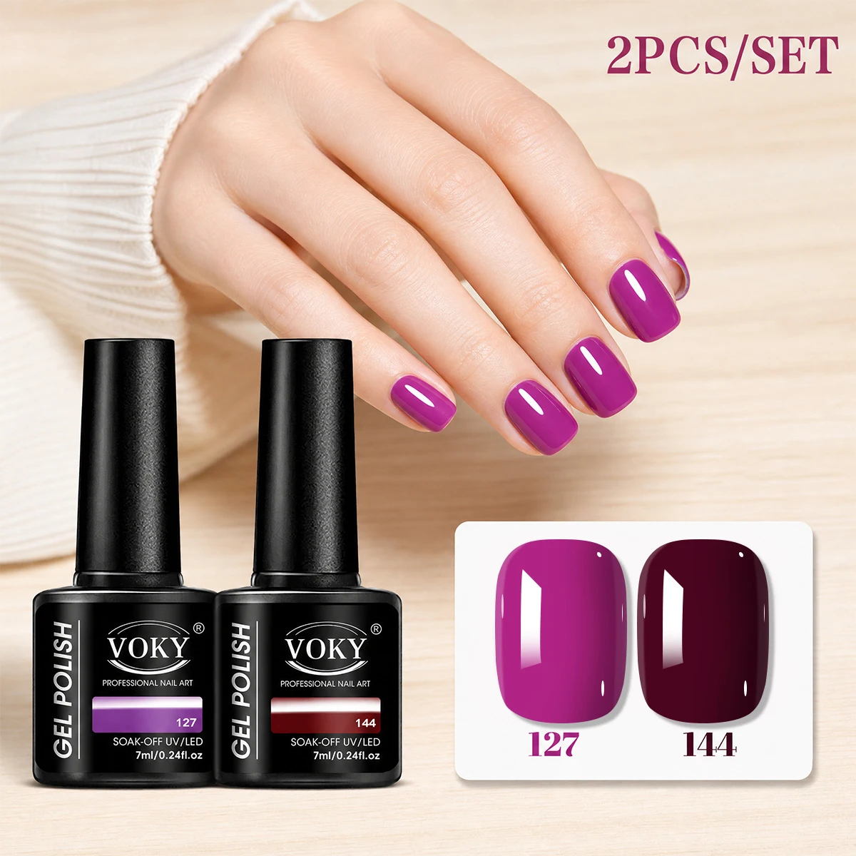 Salon-Grade Salon-Grade 2-Piece Solid Color Gel Nail Polish Set, Bright Purple and Deep Burgundy Soak-Off Uv/Led Gel Nail Polish, High Color Payoff, Long-Lasting Nail Set, Suitable for Nail Salons and Home DIY - Aliexpress Deal