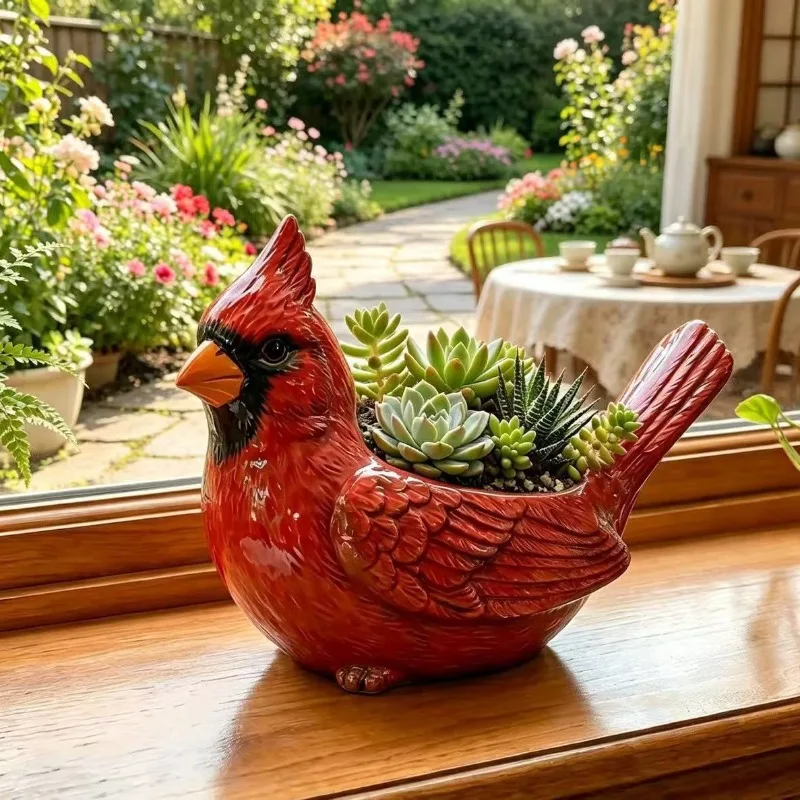 Cross-border New Cardinal Bird Succulent Planter Cardinal Succulent Potted Plant Ornament