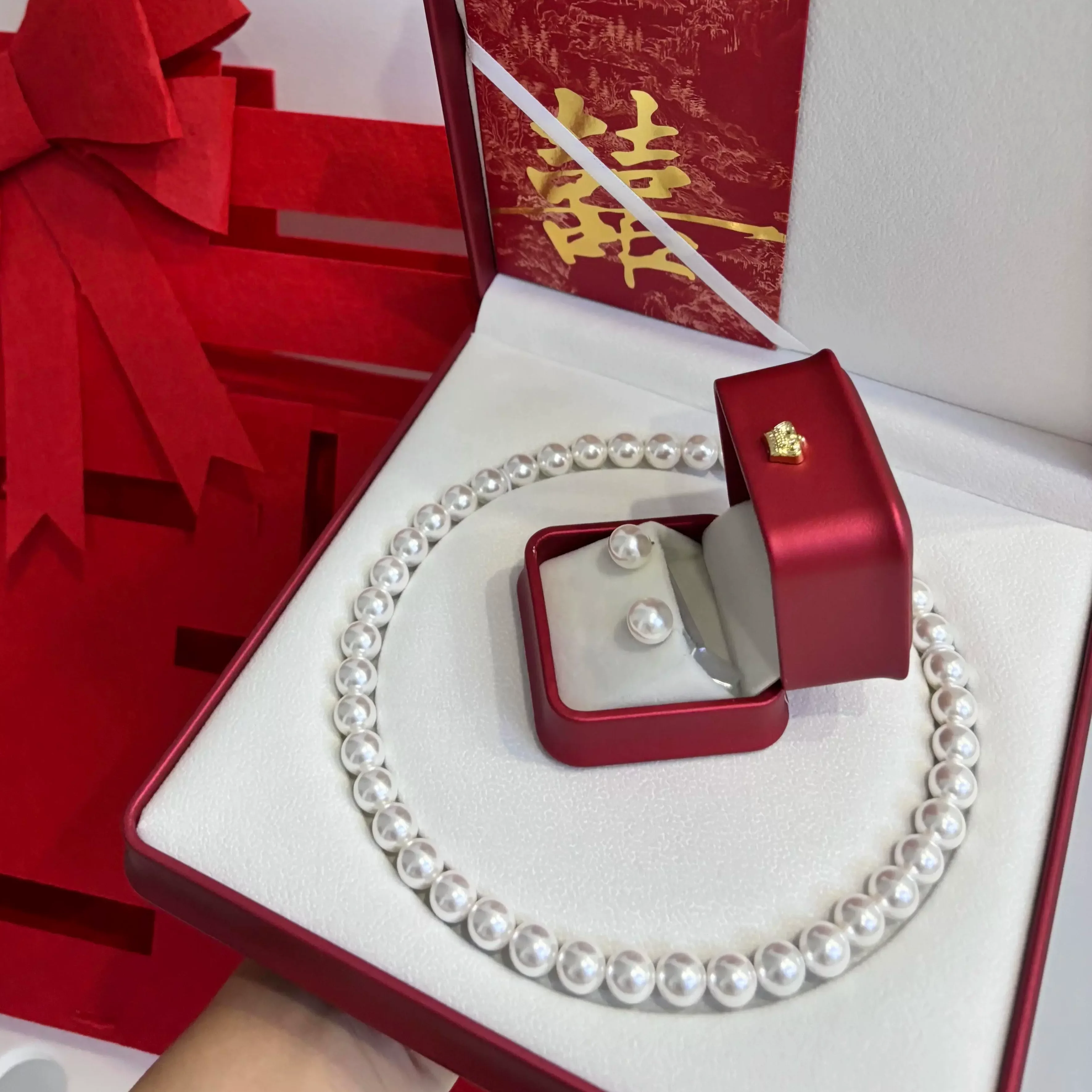 

Ожерелье из натурального жемчуга AAAA 9-10 мм, белое, 45 см + серьги, серебро 925 пробы