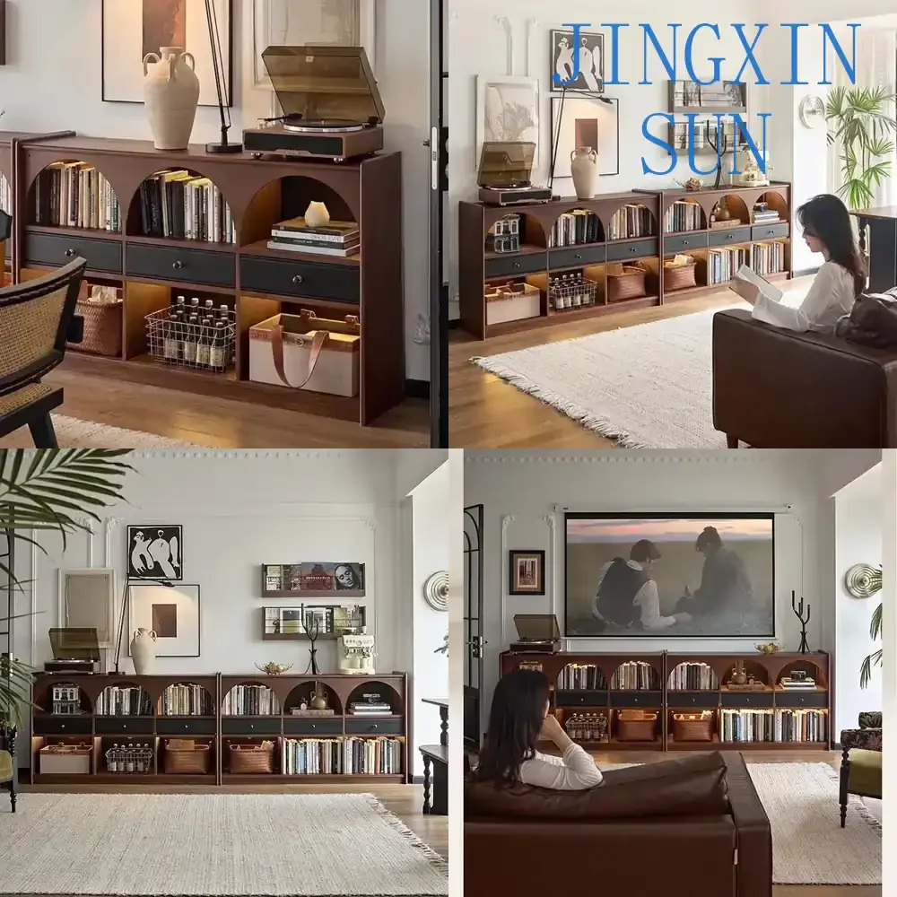 Cavalry half wall knowledge barrier for French solid wood short bookcase for living room office space divider shelf storage