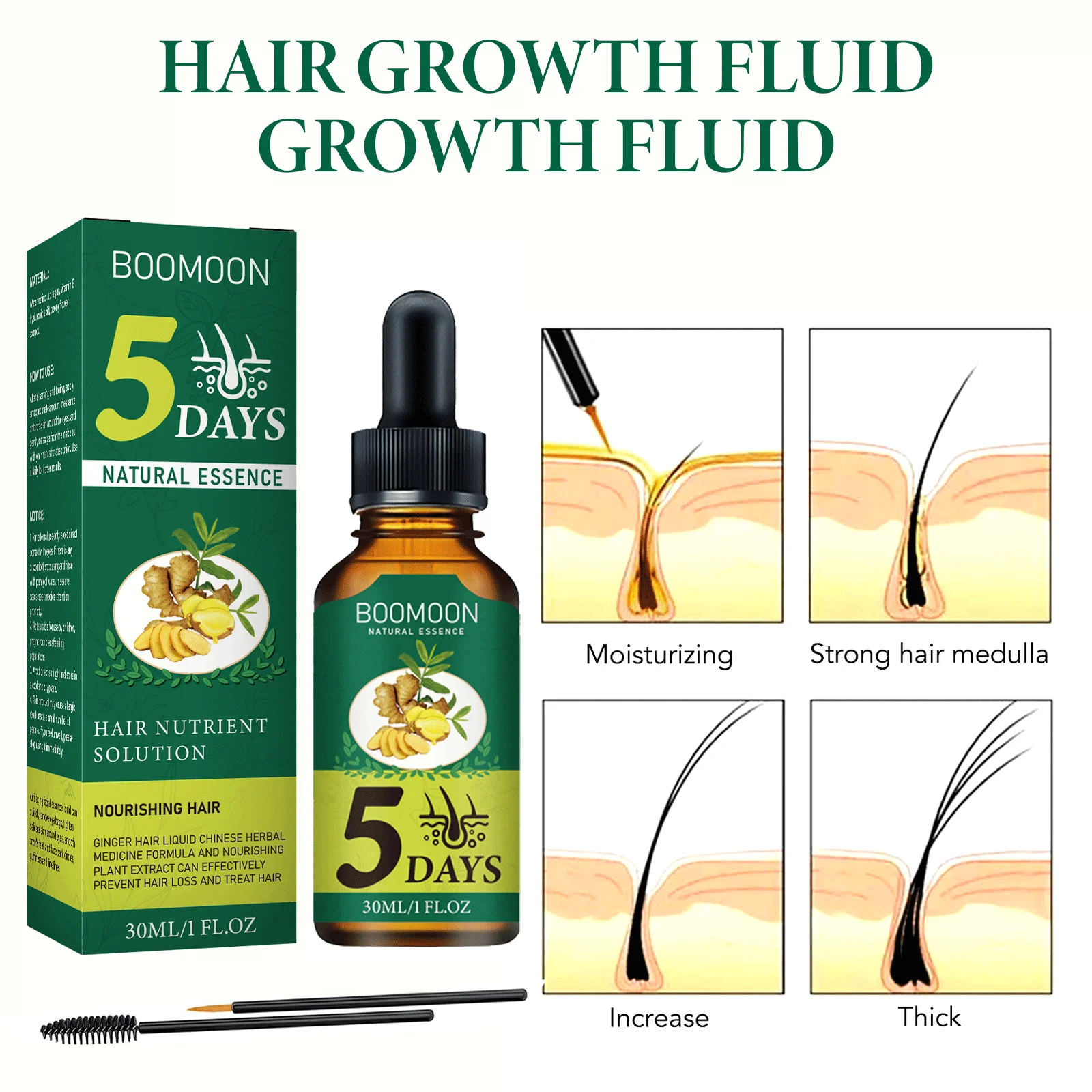 Ginger Hair Growth Essence Oil Anti Hair Loss Prevent Baldness 5Days Treatment Fast Nourish Scalp Hair Care Nutrient Solution view 5