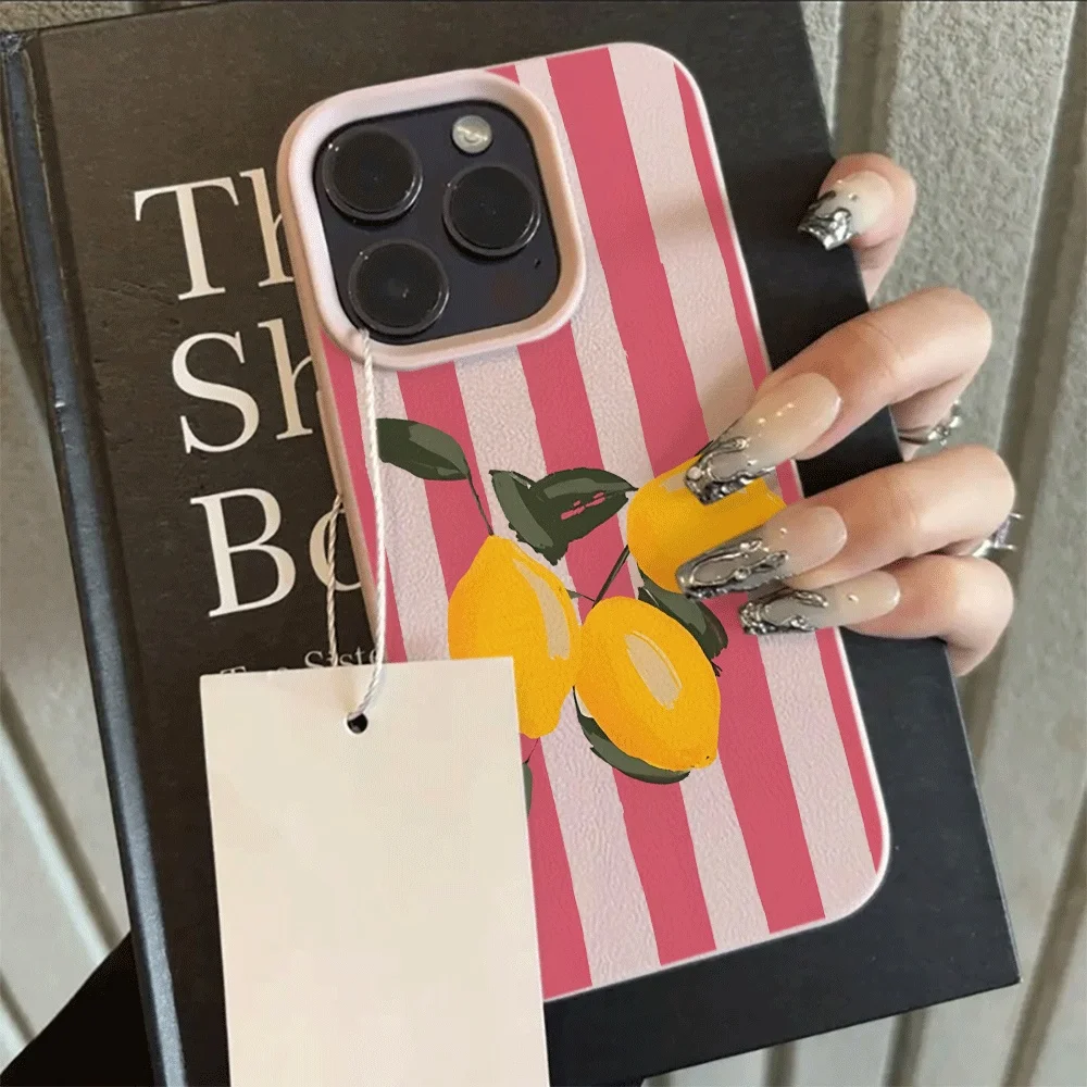 Koreanische Sommer-Zitronen-Ästhetik Handyhülle für iPhone 17 16 15 14 13 12 11 Pro Max Plus X XR Silikon Matt Weiche Schutzhülle – Detail 8
