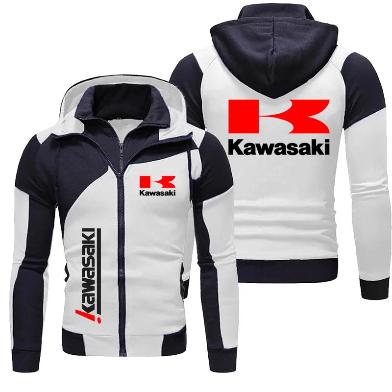 

2025 New Kawasaki Motorcycle Racing Hoodie Jacket Autumn/Winter Men's Thick Warm Double Layer Zipper Fashion Jacket Cool Tops