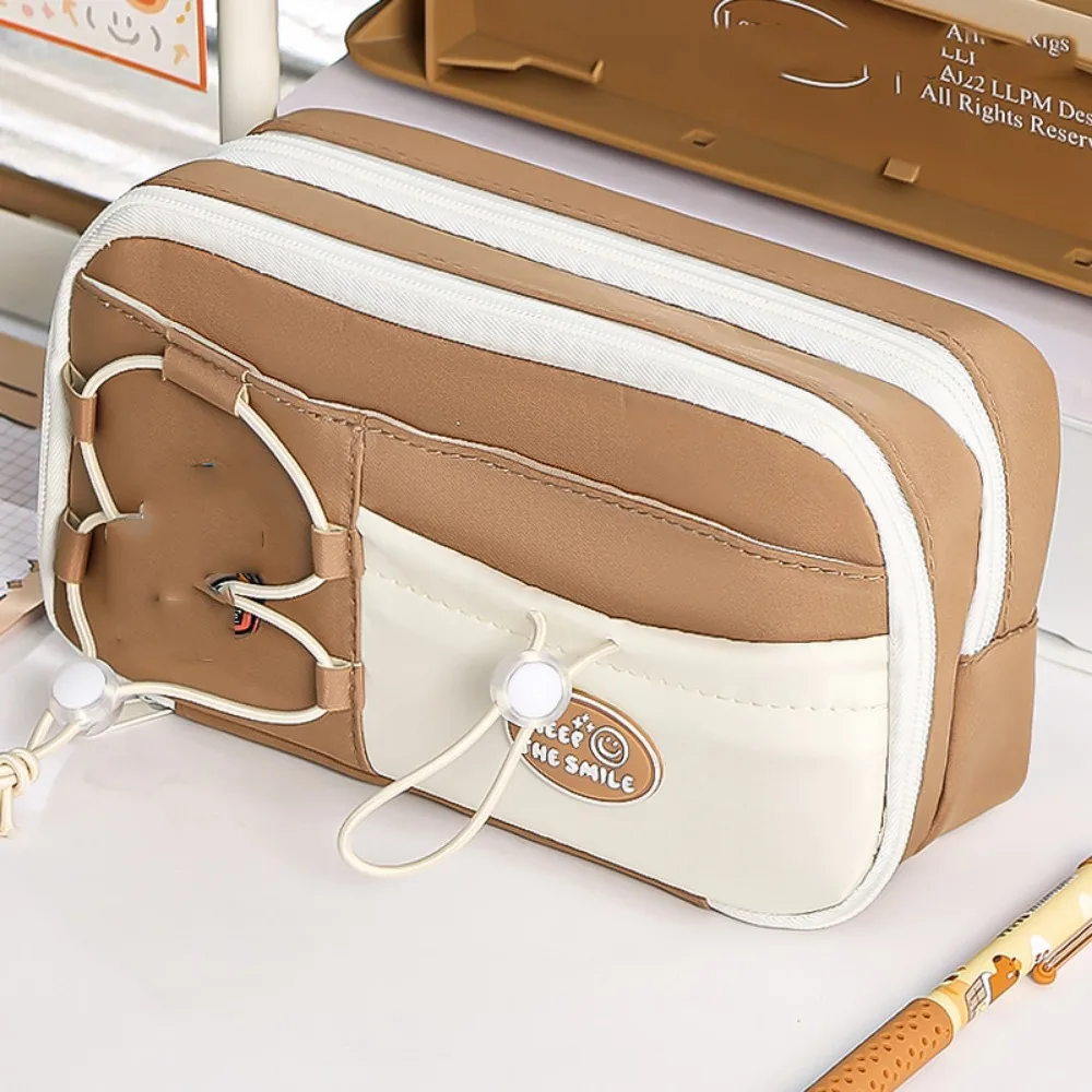 

Large Capacity Panda Pencil Cases with Front Pocket Multifunctional Cartoon Pencil Case Portable 9 Grid Stationery Storage Bag