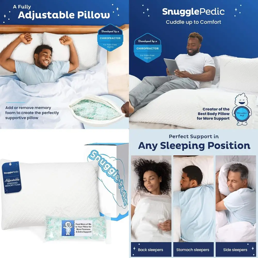 

Ergonomic Memory Foam Pillow for Side Sleepers and Pregnancy Support - Cooling Cover, USA Quality, Ideal for Dorms