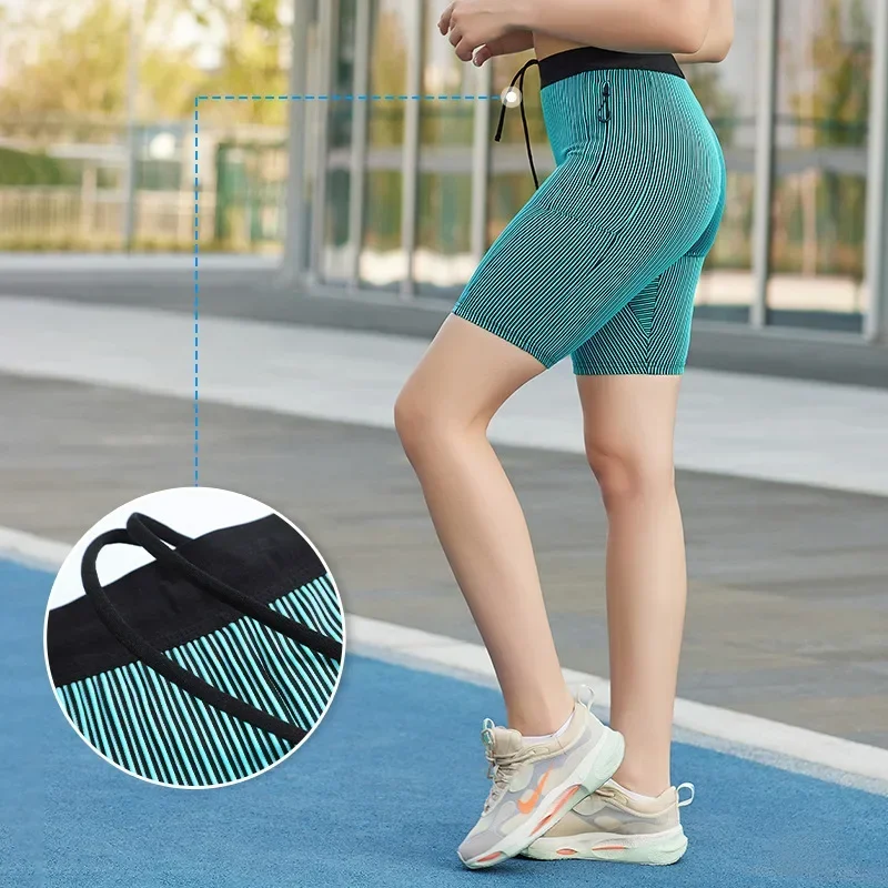 Pantalones cortos de compresión de punto para mujer, 2 en 1, medias de secado rápido para entrenamiento, Gimnasio Deportivo con forro