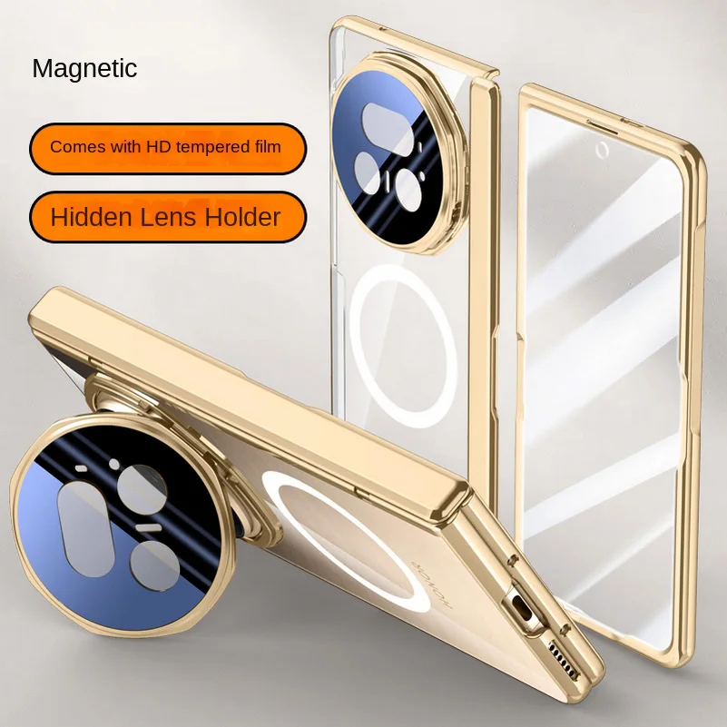 

Phone Case for Honor Magic V6 V5, Compatible with MagSafe, Privacy Tempered Glass Transparent Spring Hinged Holder Cover