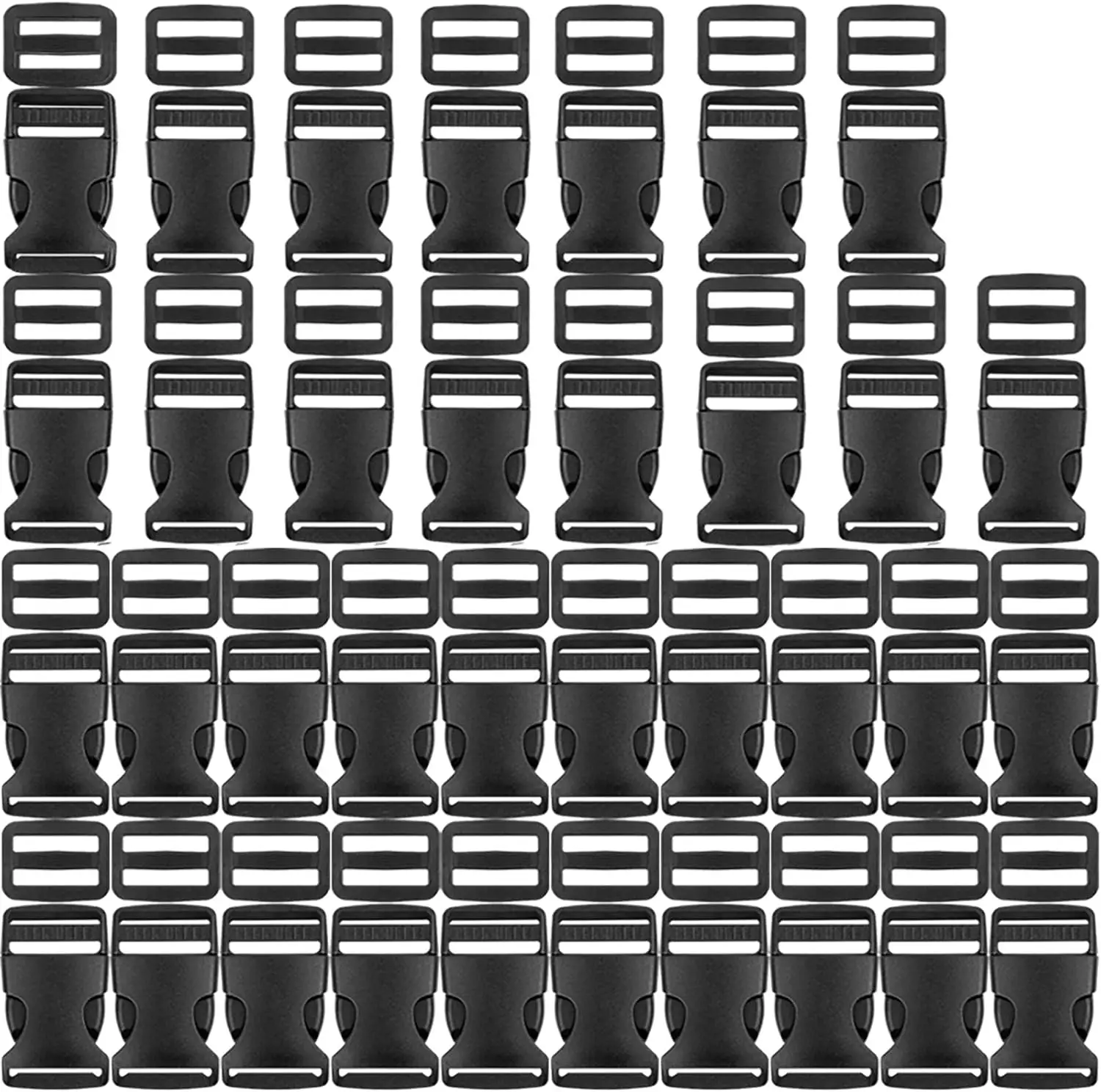 1 Inch Buckles, 35 Pcs Release Plastic Buckles and Tri-Glide Slides Parachute Black Buckles for Backpack Luggage Strap Pet Colla