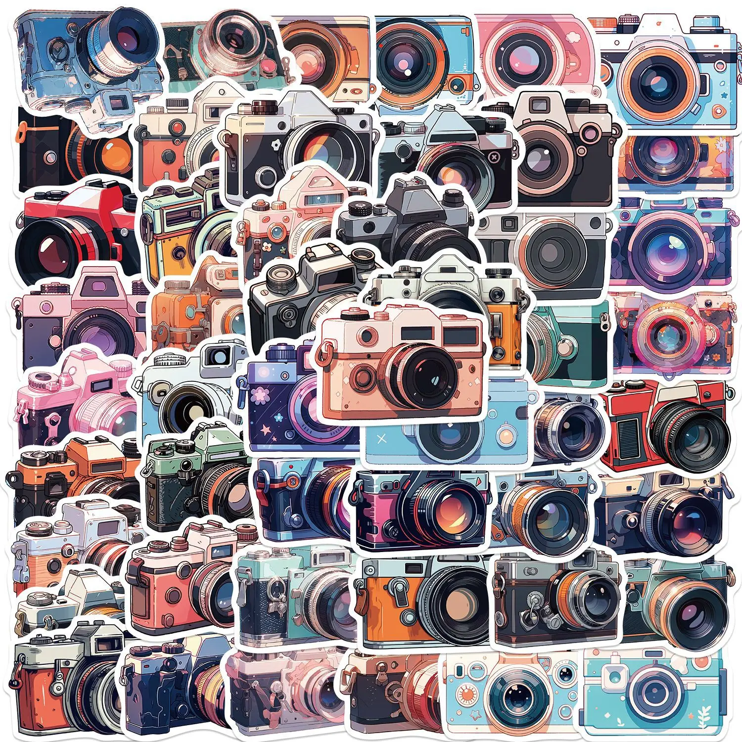 50Pcs Cartoon Retro Camera Series Graffiti Stickers Suitable for Laptop Helmets Desktop Decoration DIY Stickers Toys Wholesale