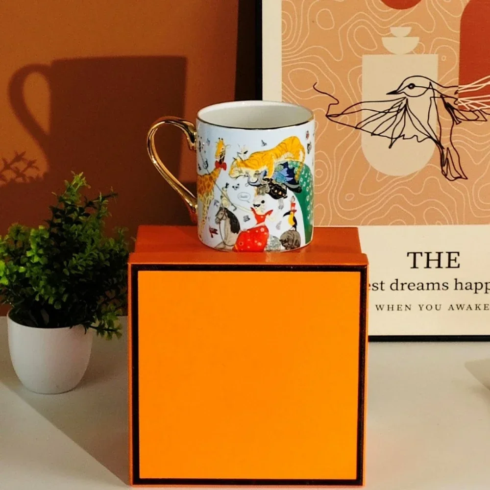 

Bone China Mug Office Cup Circus Series Men and Women Water Gold Tea Breakfast Coffee Cup Mugs Coffee Cups Ceramic Mug