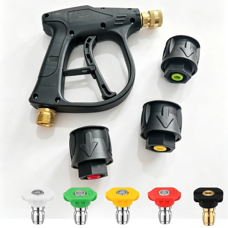 High Pressure Washer Gun with M22 14MM Hose Interface and Adapter with 5 Spray Nozzle Tips For Karcher/Bosch/Lavor