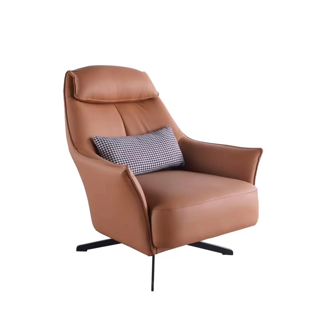 Modern Luxury Rotating Single Sofa Chair Lounge Lazy Recliner Interior Living  Room Bedroom Leather High Back Furniture Design