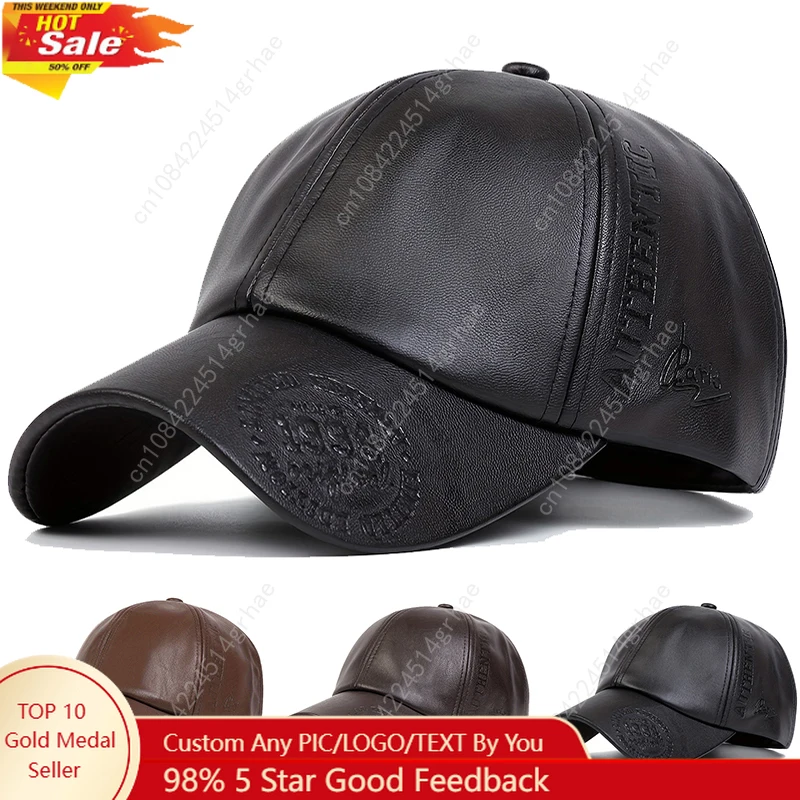 

Unisex Vintage Leather Baseball Caps Spring Autumn Outdoor Sunscreen Hat Adjustable Casual Trucker Hats