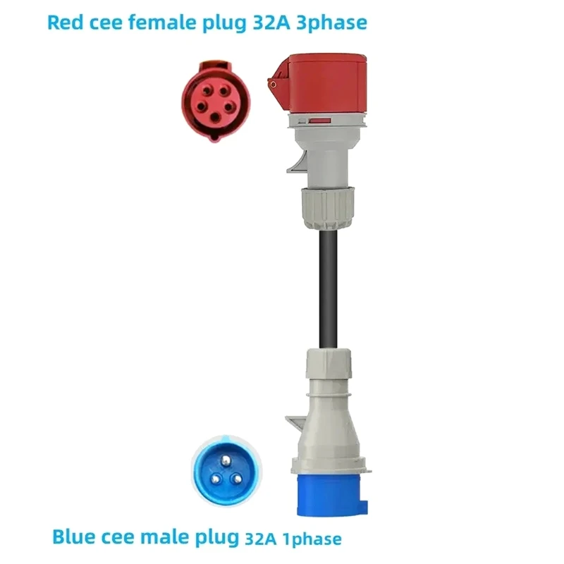 EV Portable Charger Schuko Plug To CEE Red Power Female Plug Socket Adapter Blue CEE Connect With 32A 3Phase