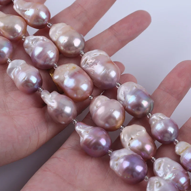 14-17mm Purple Big Size Fireball Shape Baroque Cultured Freshwater Pearl 18cm short strands For Jewelry Making