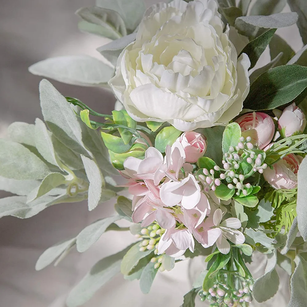 Tiges d'oreilles en Faux agneau, 5 pièces, verdure artificielle floquée, feuilles d'oreilles solides pour la maison, le mariage, artisanat de bricolage, nouvelle collection
