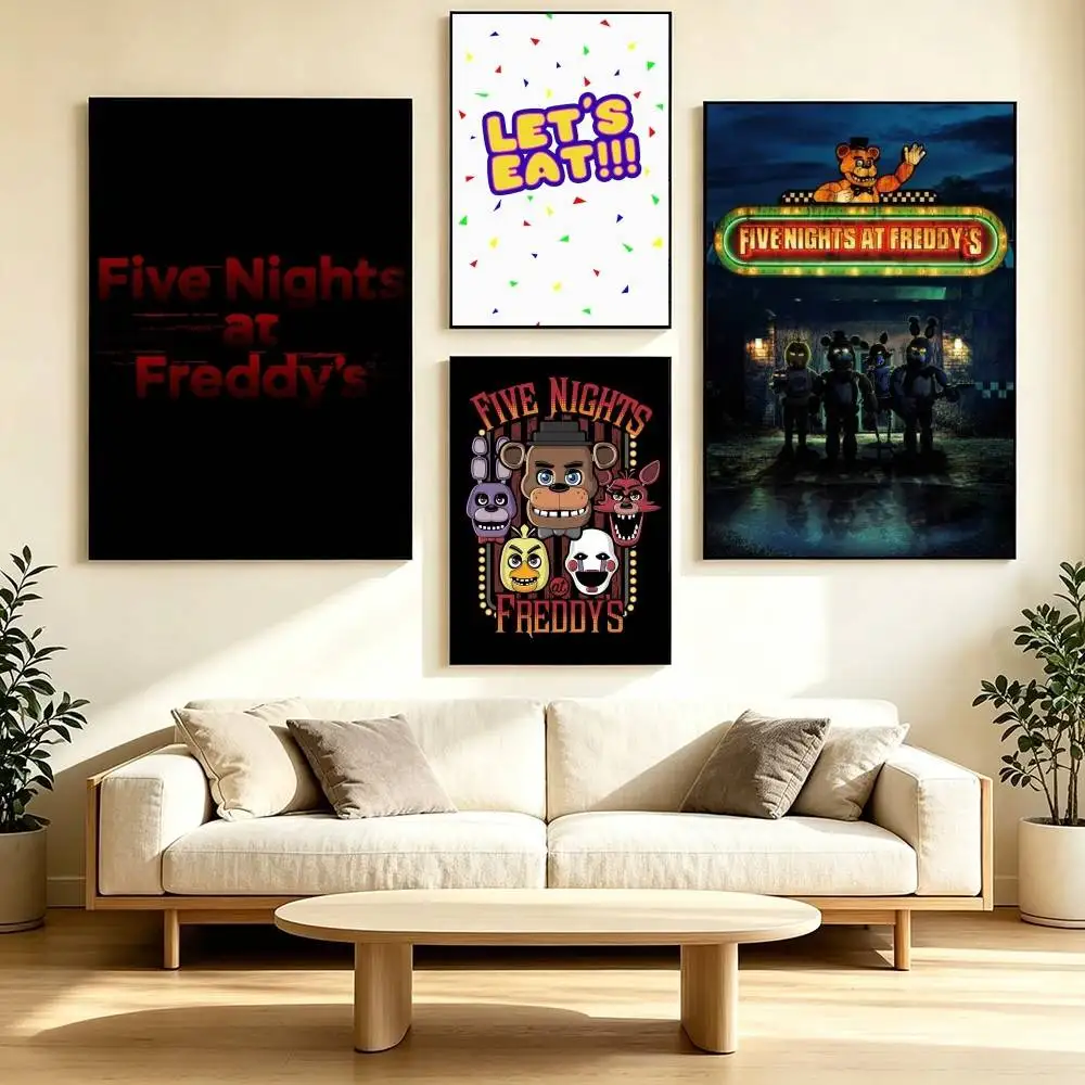 F-Five Nights At Freddys Game  Poster Waterproof Wall Art Sticker For Bar Living Room Vintage Decor High Quality Print Gift
