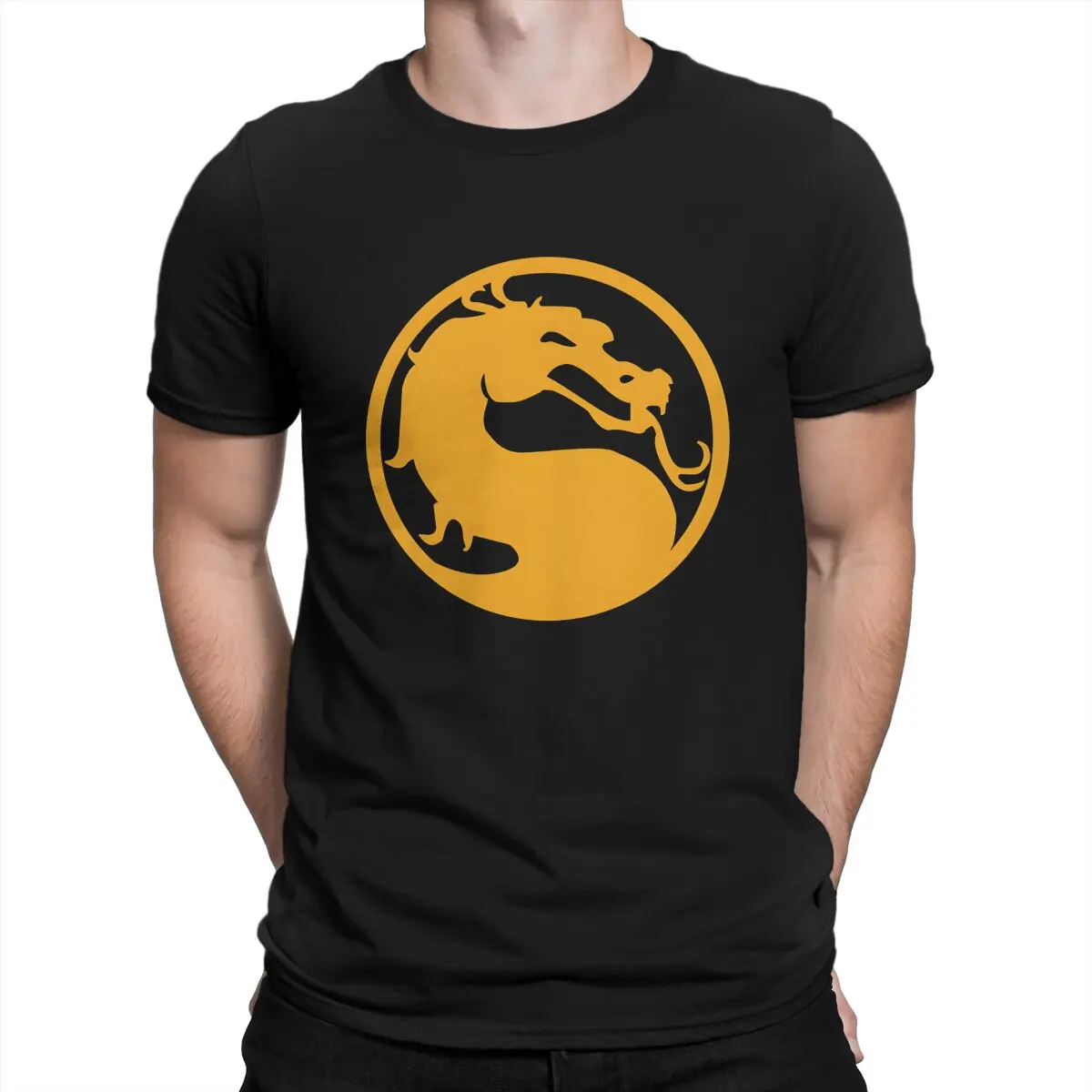 Mortal Kombat Game Dragon Orange Tshirt Graphic Men Tops Vintage Goth Summer Clothing Cotton Harajuku T Shirt