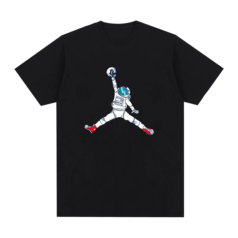 T-shirt en coton pour homme et femme, en coton, avec Bitcoin space block, Litecoin, Ripple, Ethereum