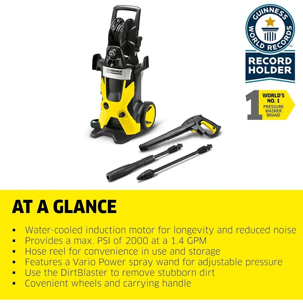 Idropulitrice Kärcher K5 Premium 1.4 GPM con avvolgitubo, bacchette spray Vario Power e Dirtblaster - 2000 PSI