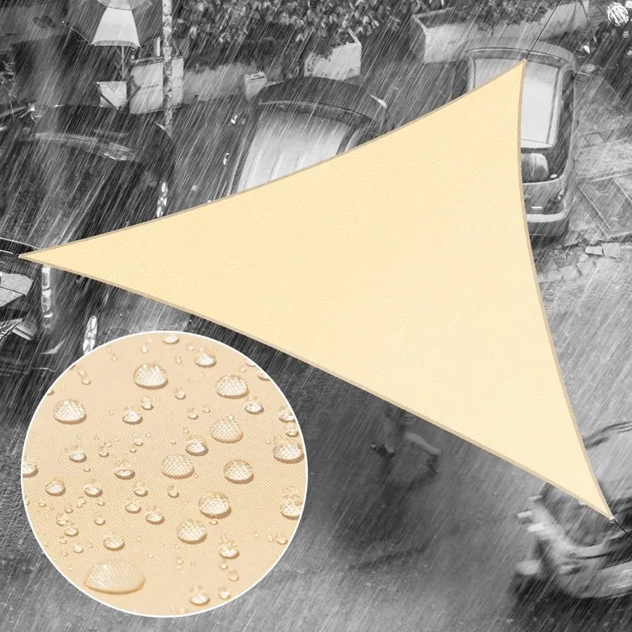 

Тент-парасоль треугольной формы 16x16x16 футов, бежевый, водонепроницаемый, с защитой от солнца UPF50, блокировкой 98% УФ-излучения и водоотталкивающими свойствами, rsTADT16, для улицы