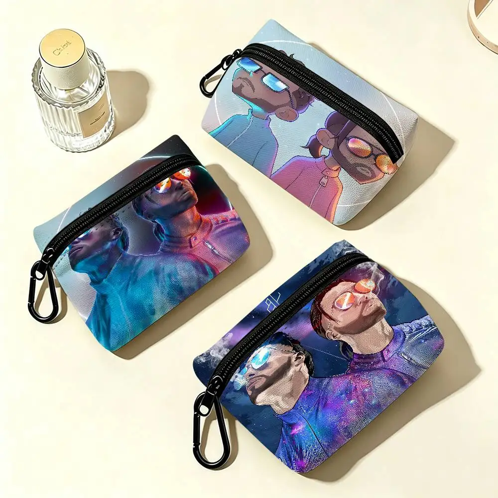 PNL QLF Rapper Singer Oxford Coin Wallet Detachable Carabiner Hook Compact Storage Bag For Outdoor Shopping Accessory