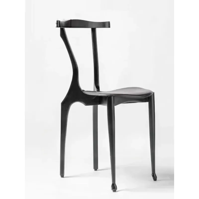 

Solid wood imported teak Spanish designer high-strength soft bag leather dining chair, medieval desk and chair art style