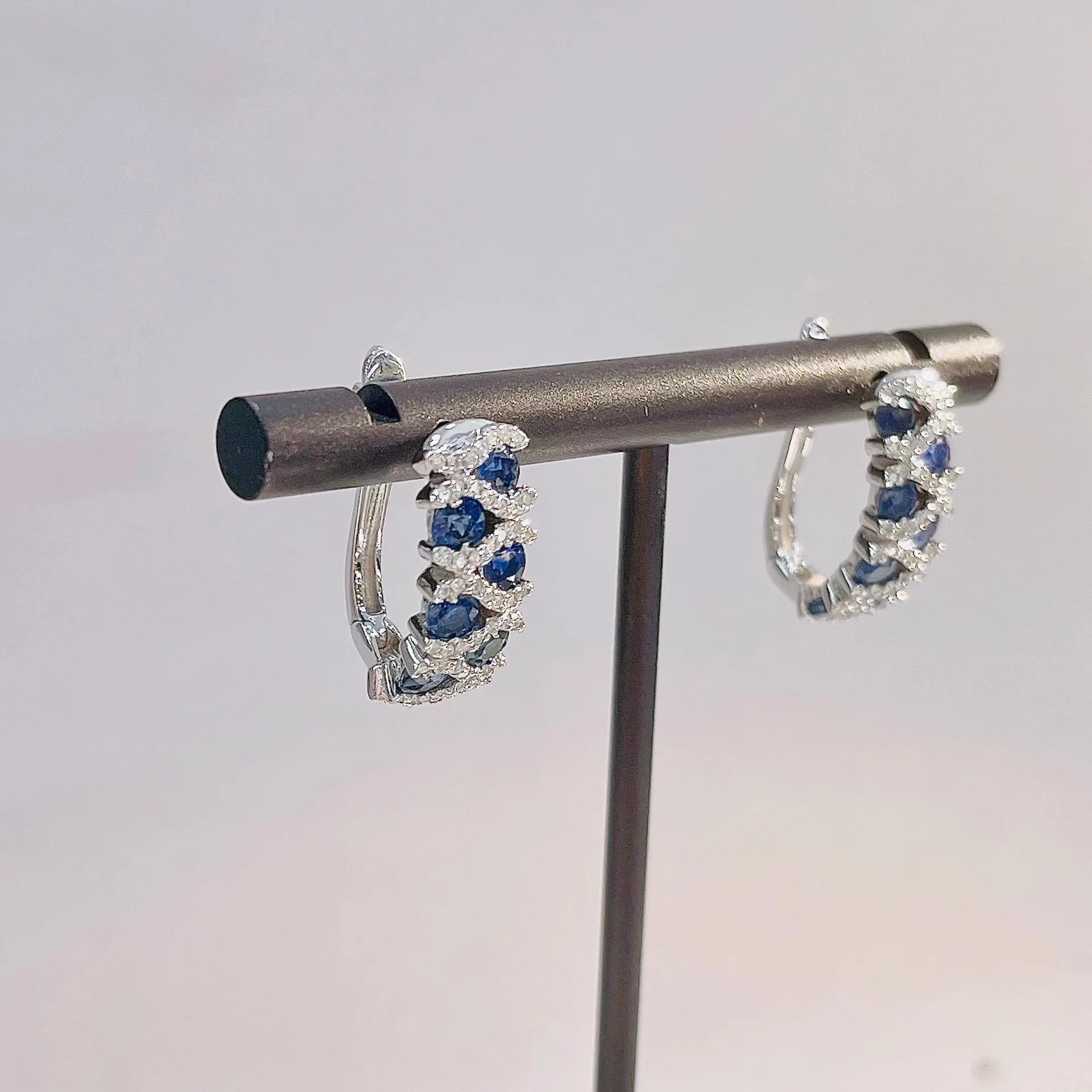 S925 Silver Platinum Plated Sapphire Earrings