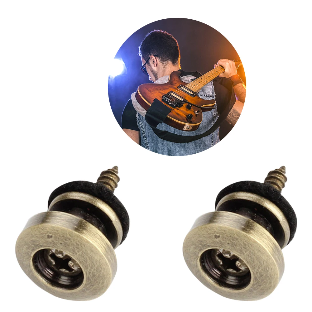 2Pcs Guitar Strap Button Mushroom Head Guitar Strap Lock Guitar Screw End Pin Adjustable Metal for Guitar Bass Ukulele