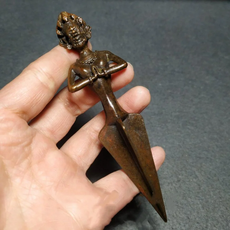Retro Tibetan Alloy Copper Phurba Vajra Pestle Buddhist Ritual Implement Tantric Dharma Artifact Buddhist Supplies Collectible