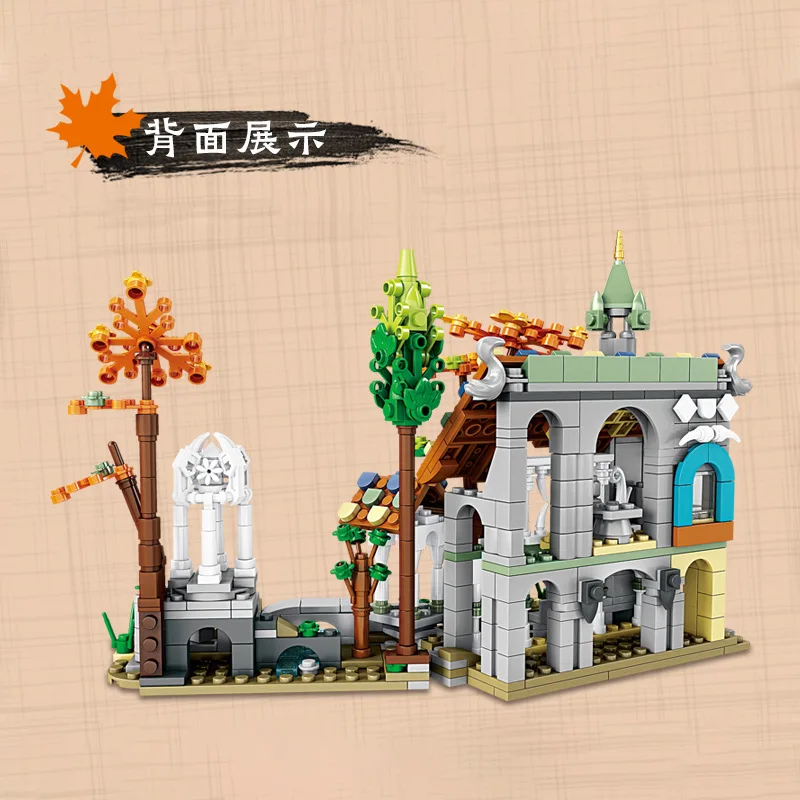 نموذج منزل تجميع تعليمي للأطفال لبنة البناء لعبة قلعة وادي الخريف