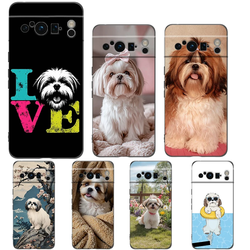 

Shih Tzu Painting Cute Animal Phone Case For Google Pixel 10A 10 9 8 7 6 Pro XL 9A 8A 6A 7A 5G Soft Shockproof TPU Black Cover