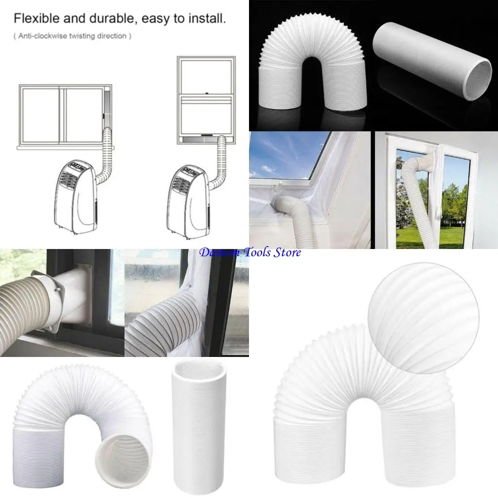 57BE 2m Universal Flexible Air Conditioner Exhaust Hose Vent Tube 13cm Diameter Duct Extension Pipe