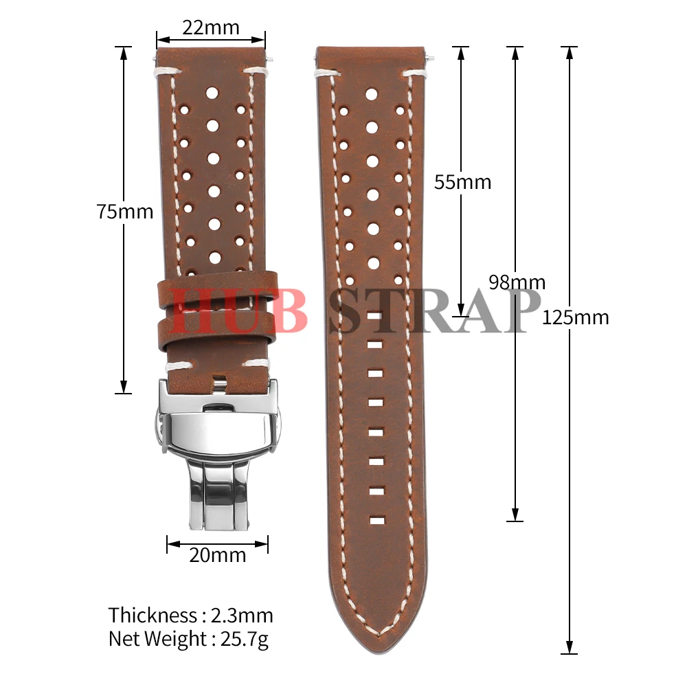 Breathable Porous Quick Release 18mm 19mm 20mm 21mm 22mm 24mm Vintage Racing Leather Watch Straps for Seiko for Rolex Watchbands image 6
