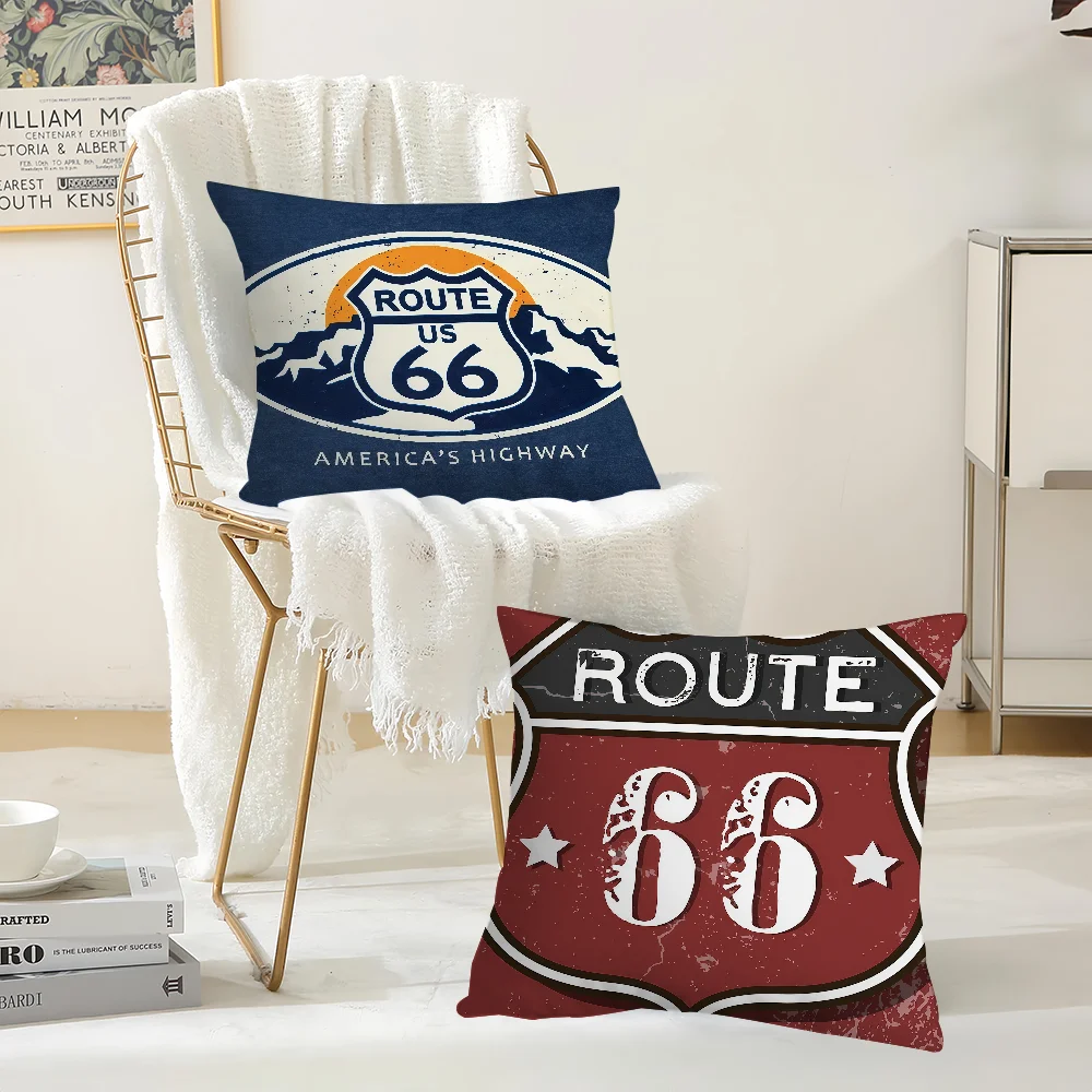 Fashion US Route 66 Pillow Case Suitable For Bedrooms Living Rooms Cars Home Decoration